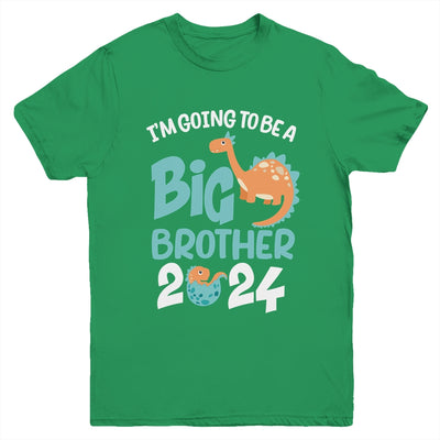 I'm Going To Be A Big Brother 2024 Boy Announcement Dinosaur Youth Shirt | teecentury