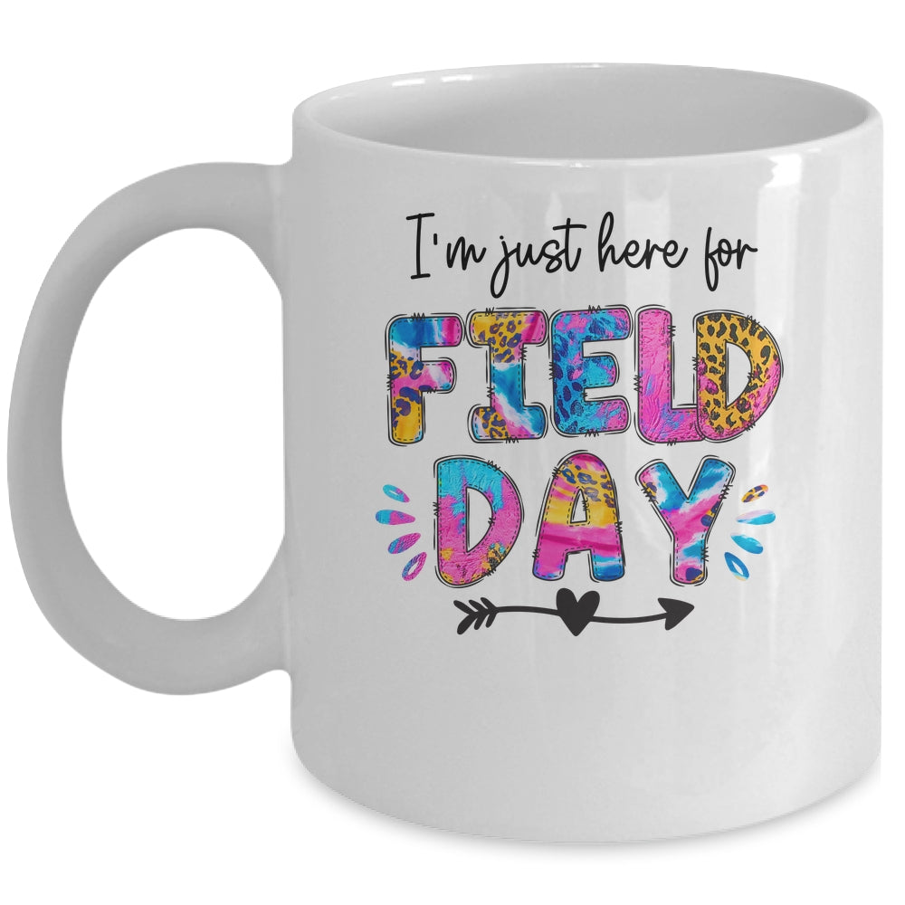I'm Just Here For Field Day Tie Dye Leopard Last Day School Mug | teecentury