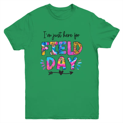 I'm Just Here For Field Day Tie Dye Leopard Last Day School Youth Shirt | teecentury