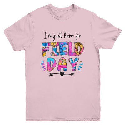 I'm Just Here For Field Day Tie Dye Leopard Last Day School Youth Shirt | teecentury