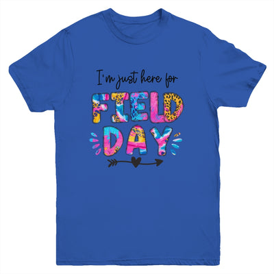 I'm Just Here For Field Day Tie Dye Leopard Last Day School Youth Shirt | teecentury