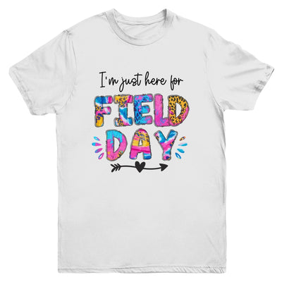 I'm Just Here For Field Day Tie Dye Leopard Last Day School Youth Shirt | teecentury