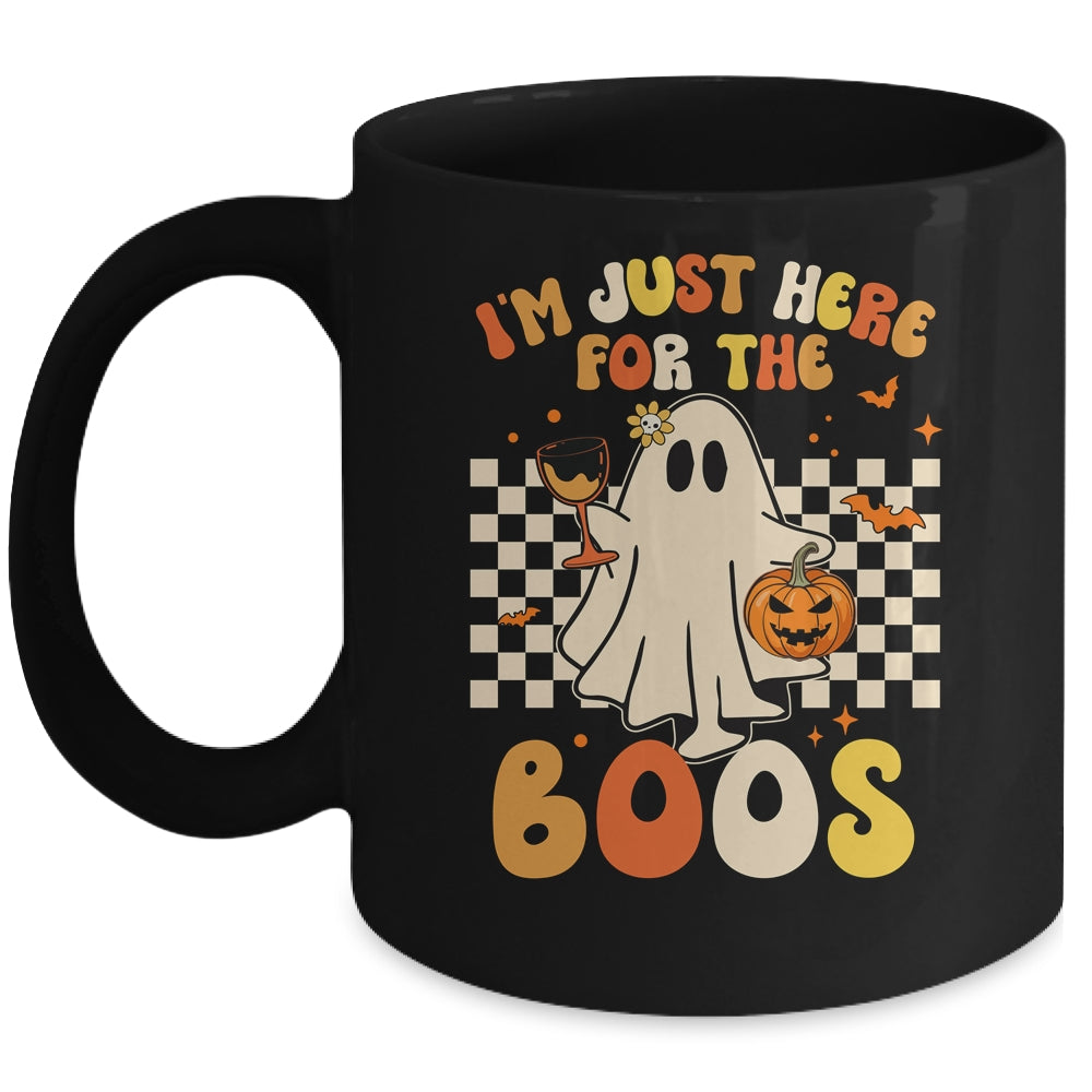 I'm Just Here For The Boos Ghost Retro Groovy Halloween Mug | teecentury