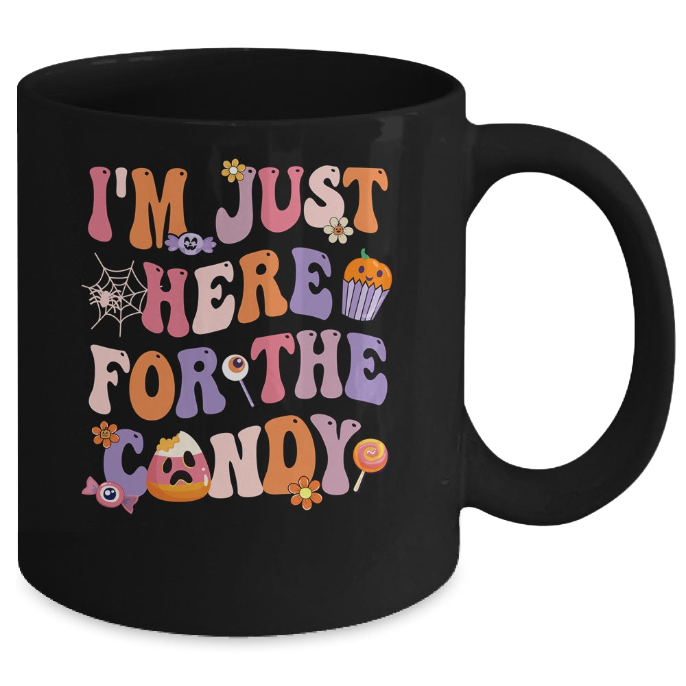 I'm Just Here For The Candy Halloween Groovy Retro Funny Mug | teecentury
