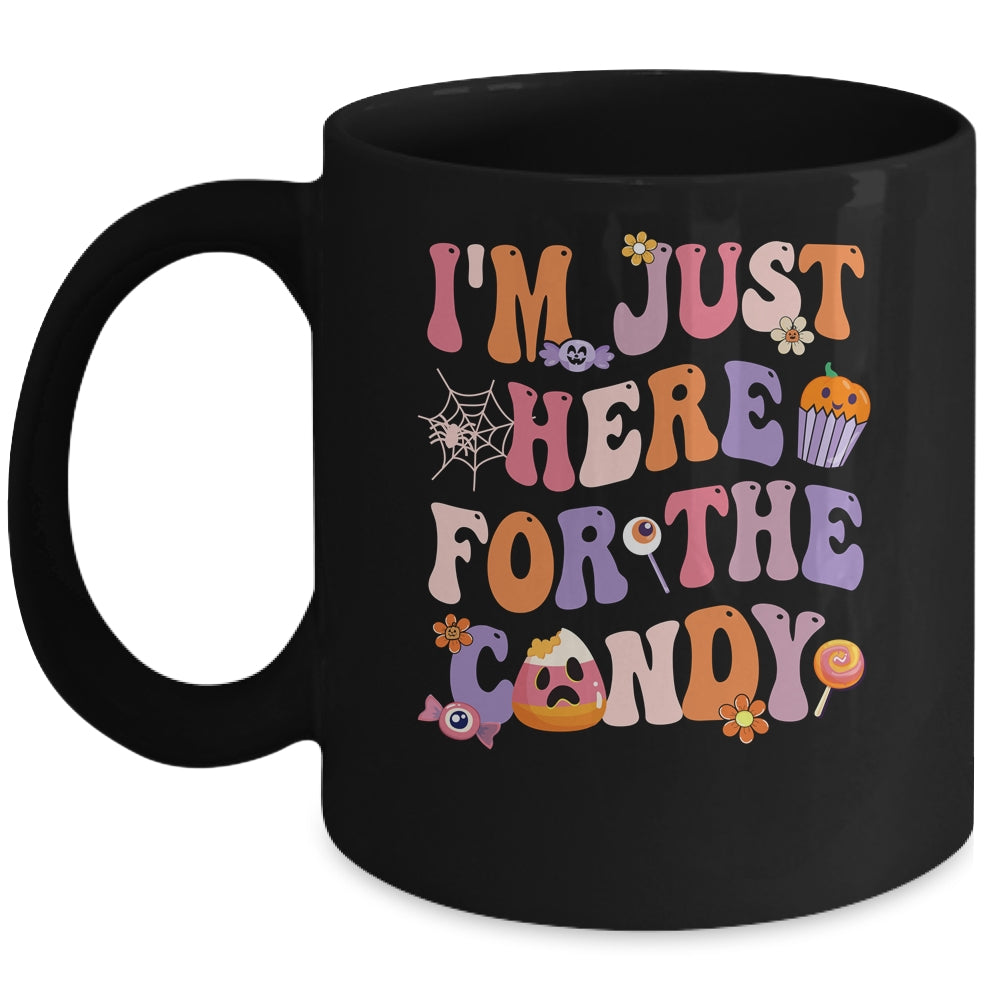 I'm Just Here For The Candy Halloween Groovy Retro Funny Mug | teecentury