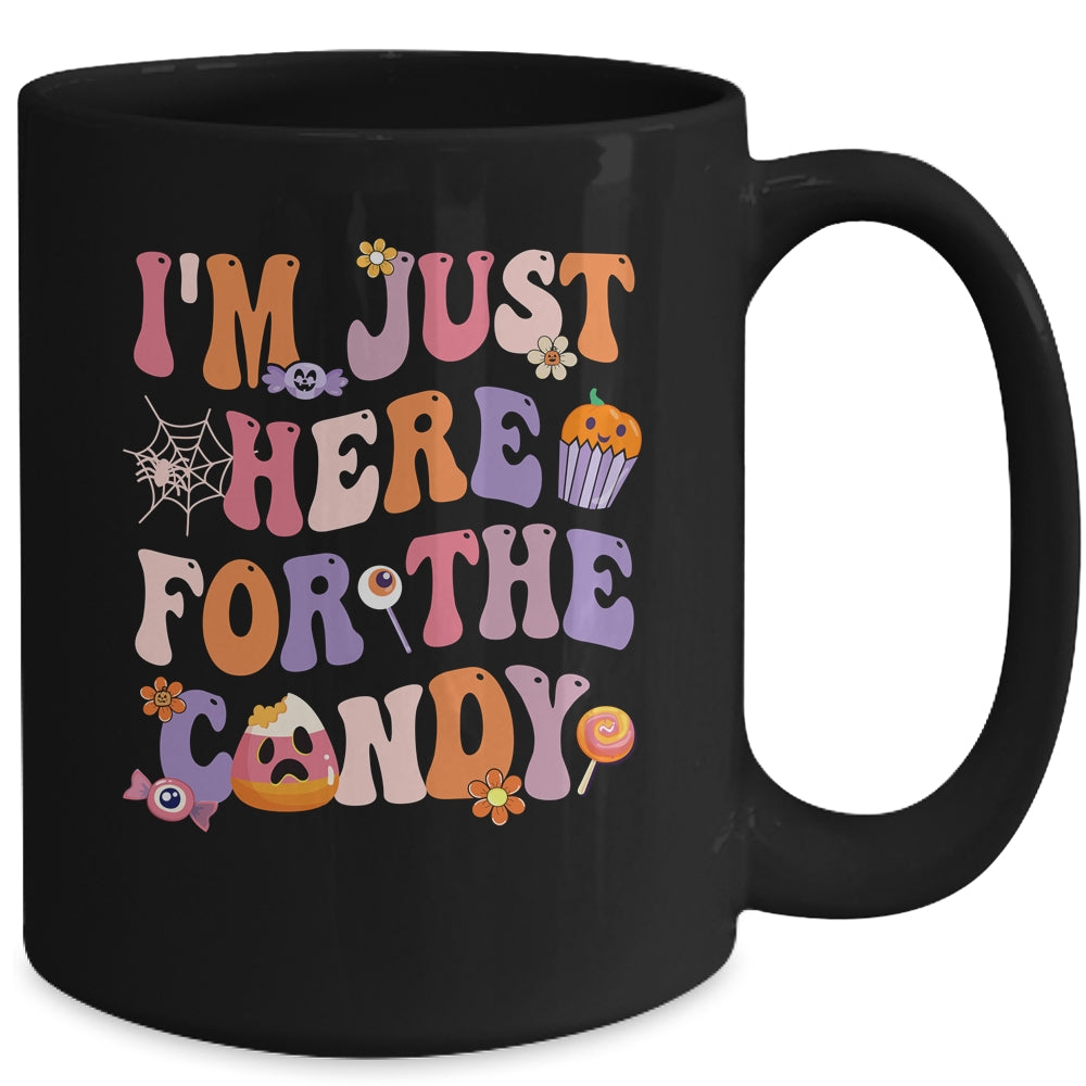 I'm Just Here For The Candy Halloween Groovy Retro Funny Mug | teecentury