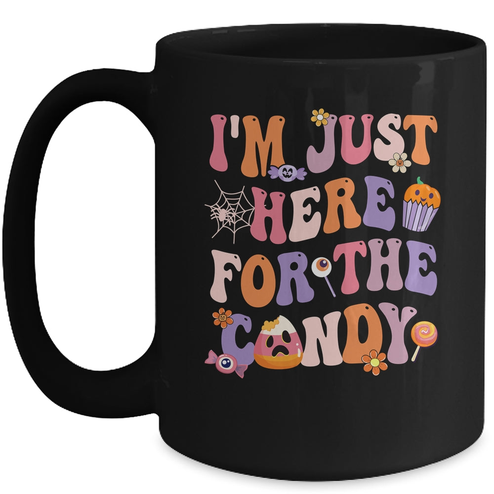 I'm Just Here For The Candy Halloween Groovy Retro Funny Mug | teecentury