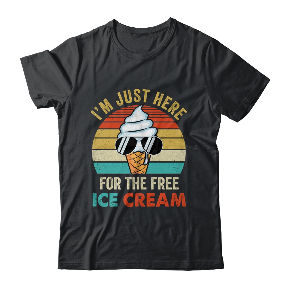 I'm Just Here For The Free Ice Cream Funny Cruise 2024 Retro Shirt & Tank Top | teecentury