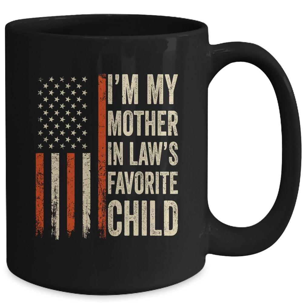I'm My Mother In Law's Favorite Child Vintage Flag Christmas Mug | teecentury