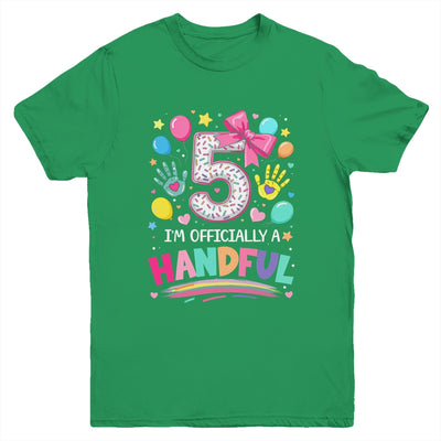 I'm Officially A Handful Five 5th Birthday Girl Pink Coquette Youth Shirt | teecentury