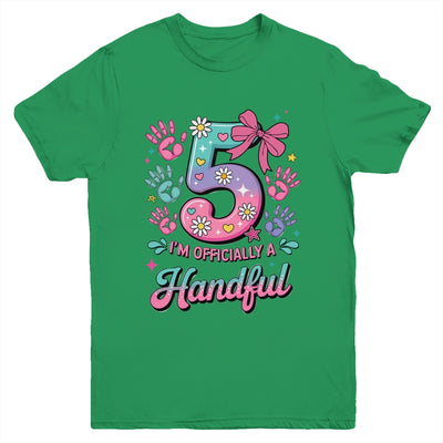 I'm Officially A Handful Five Pink Bow 5th Birthday Girls Youth Shirt | teecentury