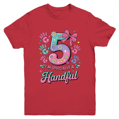 I'm Officially A Handful Five Pink Bow 5th Birthday Girls Youth Shirt | teecentury
