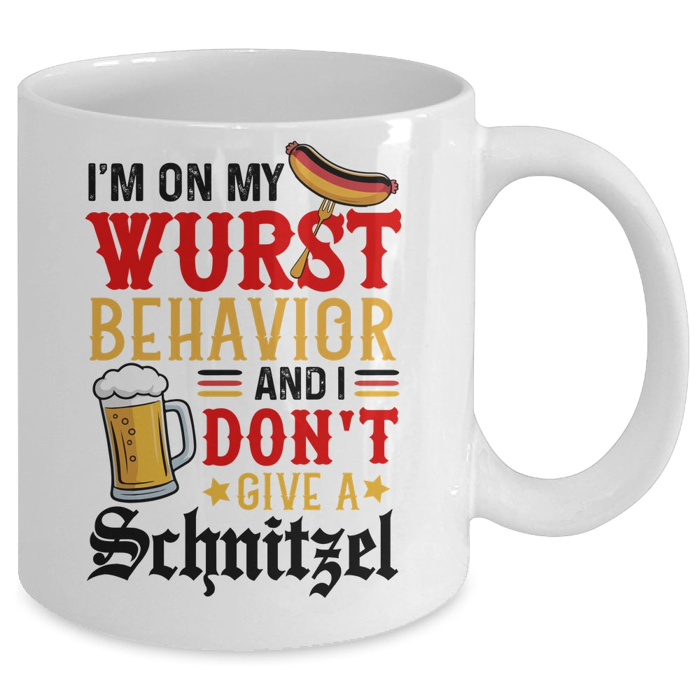 I'm On My Wurst Behavior I Dont Give A Schnitzel Oktoberfest Mug | teecentury