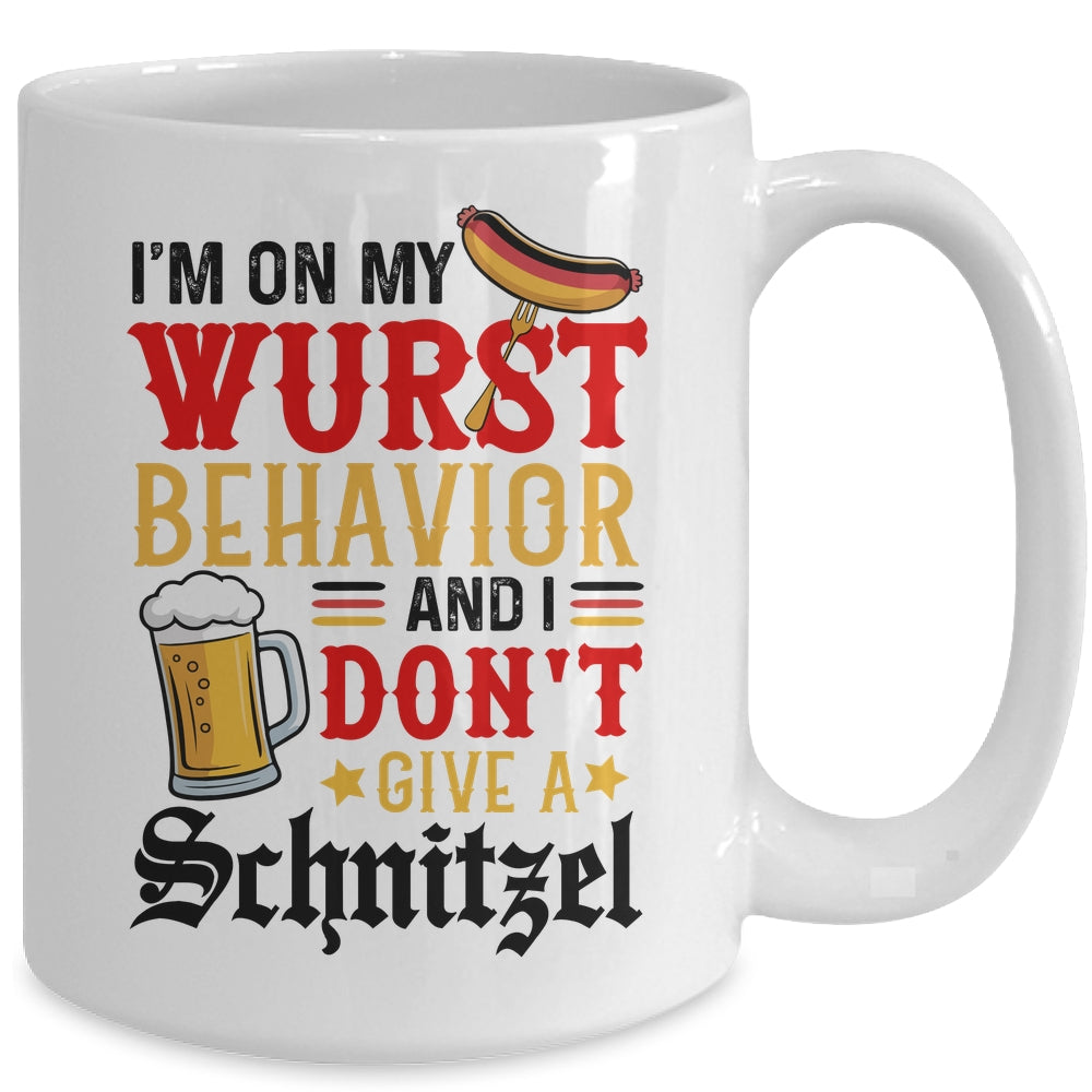 I'm On My Wurst Behavior I Dont Give A Schnitzel Oktoberfest Mug | teecentury