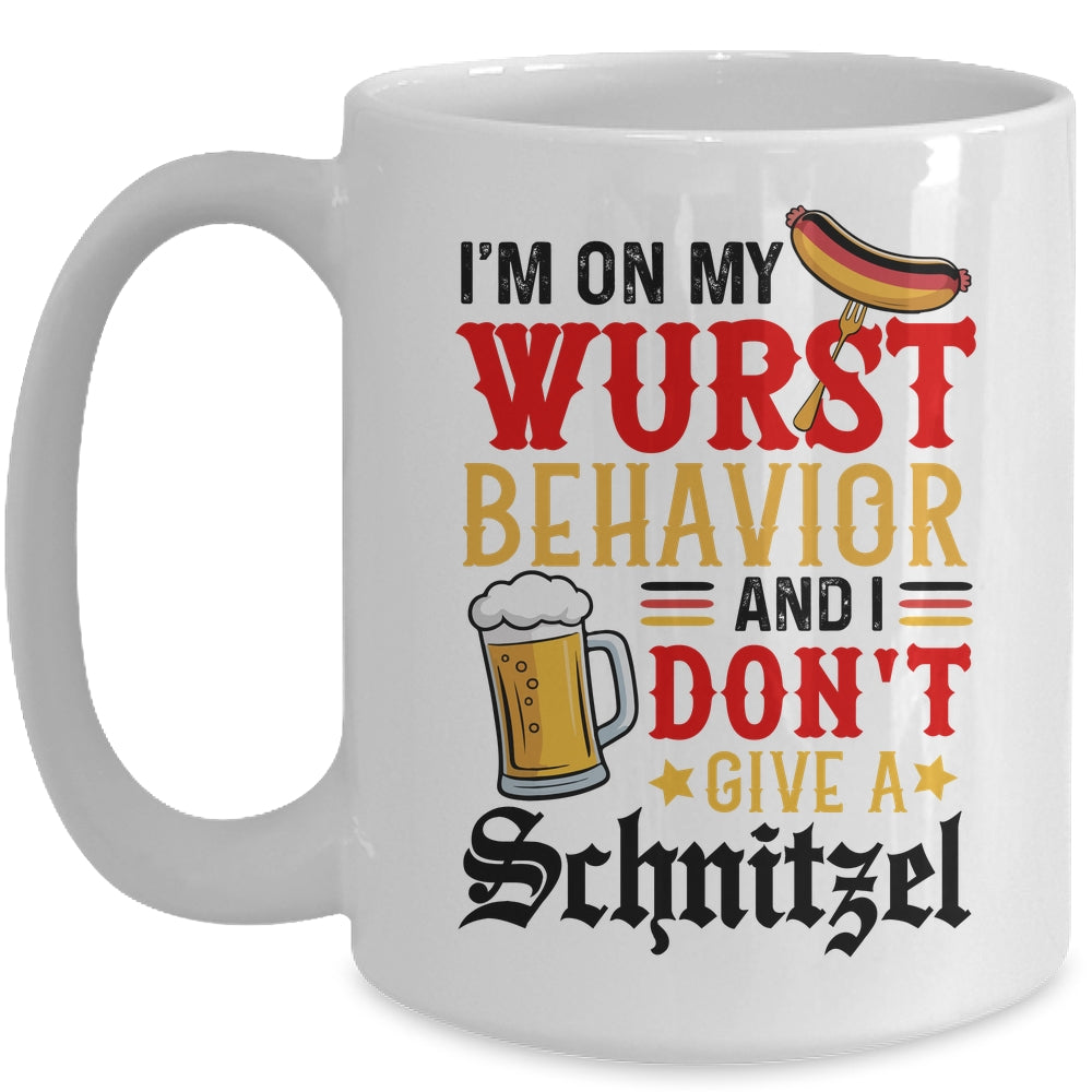 I'm On My Wurst Behavior I Dont Give A Schnitzel Oktoberfest Mug | teecentury