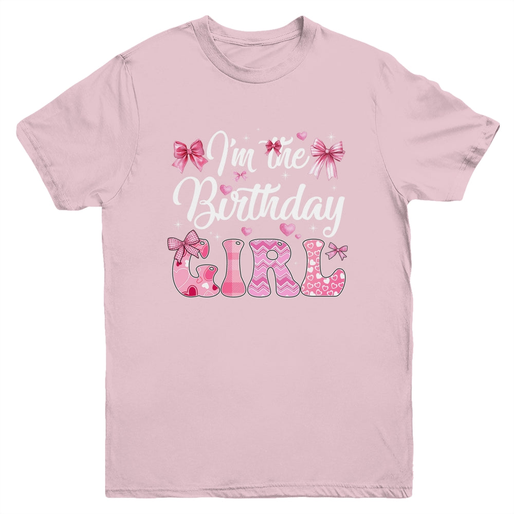 I'm The Birthday Girl 1st Birthday Family Pink Coquette Bow Youth Shirt | teecentury
