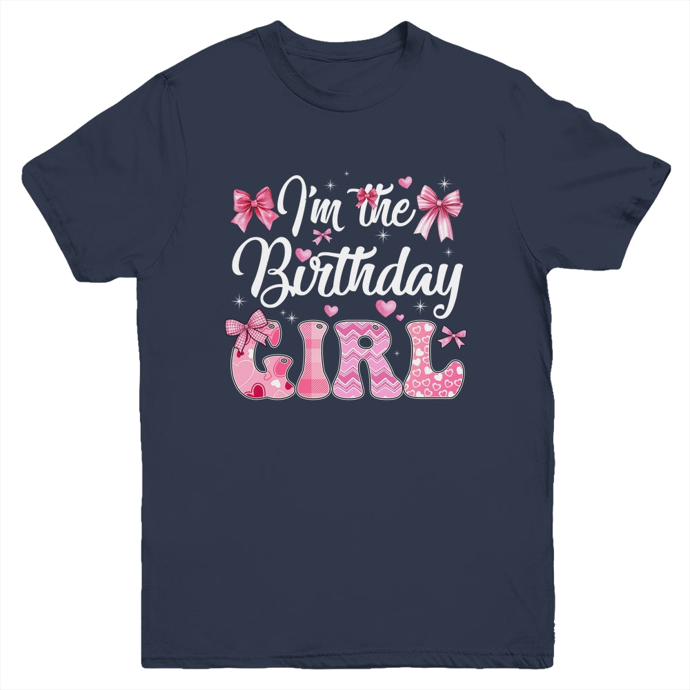 I'm The Birthday Girl 1st Birthday Family Pink Coquette Bow Youth Shirt | teecentury