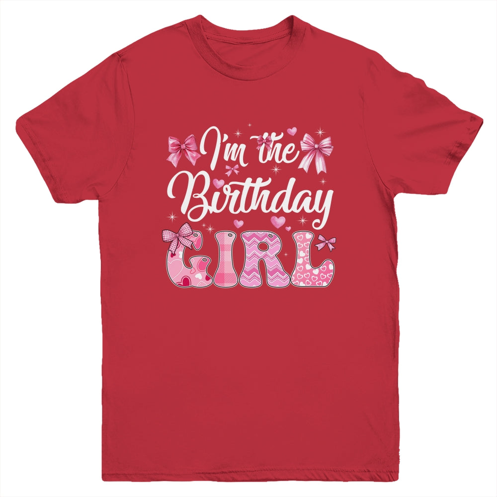 I'm The Birthday Girl 1st Birthday Family Pink Coquette Bow Youth Shirt | teecentury