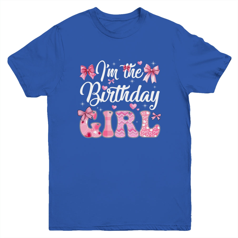 I'm The Birthday Girl 1st Birthday Family Pink Coquette Bow Youth Shirt | teecentury
