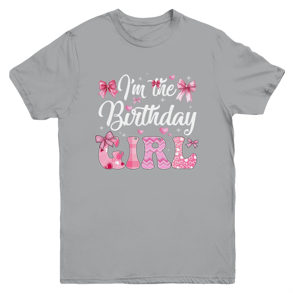 I'm The Birthday Girl 1st Birthday Family Pink Coquette Bow Youth Shirt | teecentury