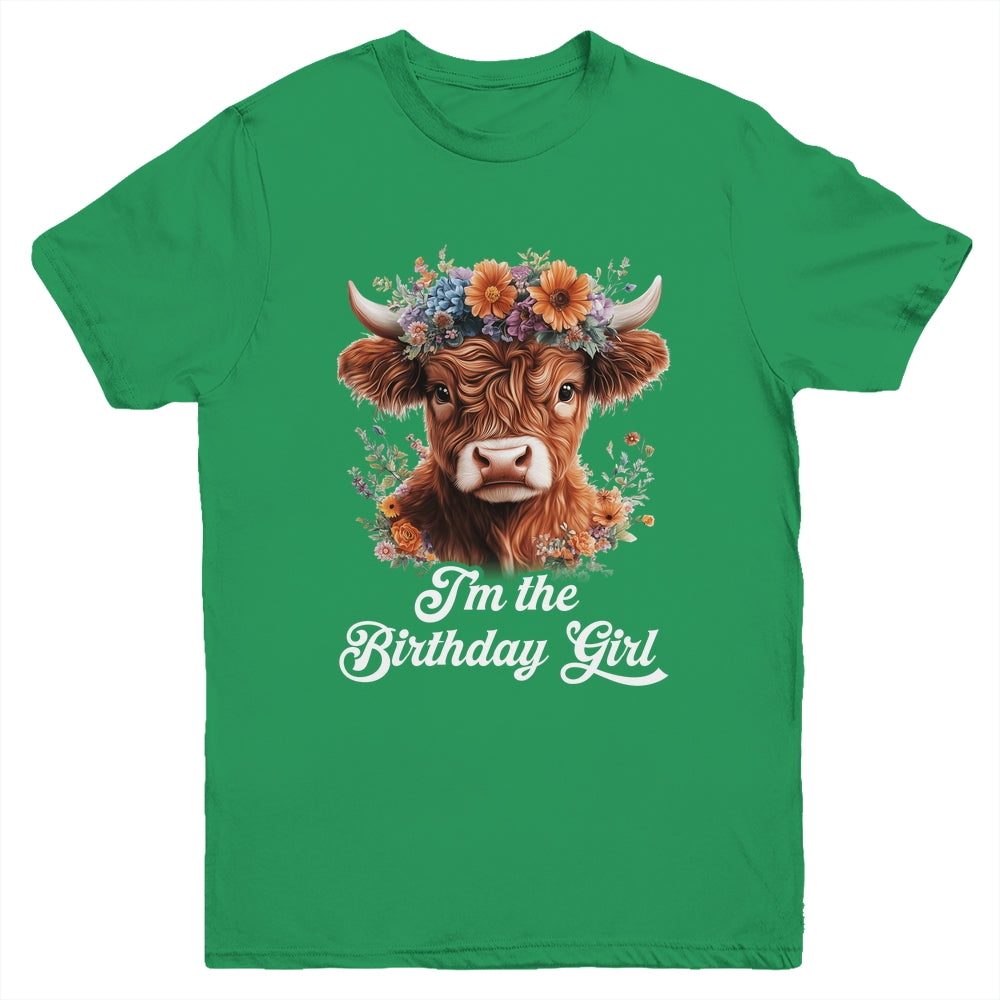 I'm The Birthday Girl Highland Cow 1st Birthday Party Youth Shirt | teecentury