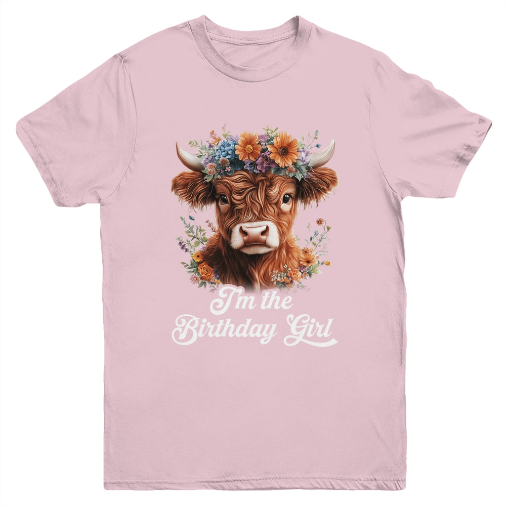 I'm The Birthday Girl Highland Cow 1st Birthday Party Youth Shirt | teecentury