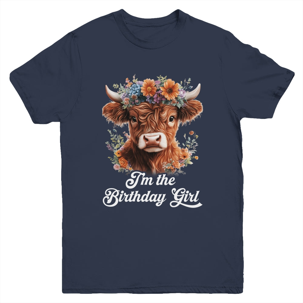 I'm The Birthday Girl Highland Cow 1st Birthday Party Youth Shirt | teecentury