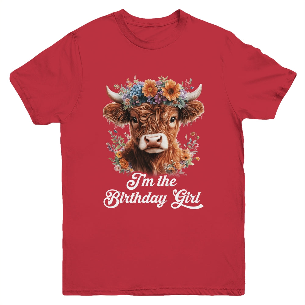 I'm The Birthday Girl Highland Cow 1st Birthday Party Youth Shirt | teecentury