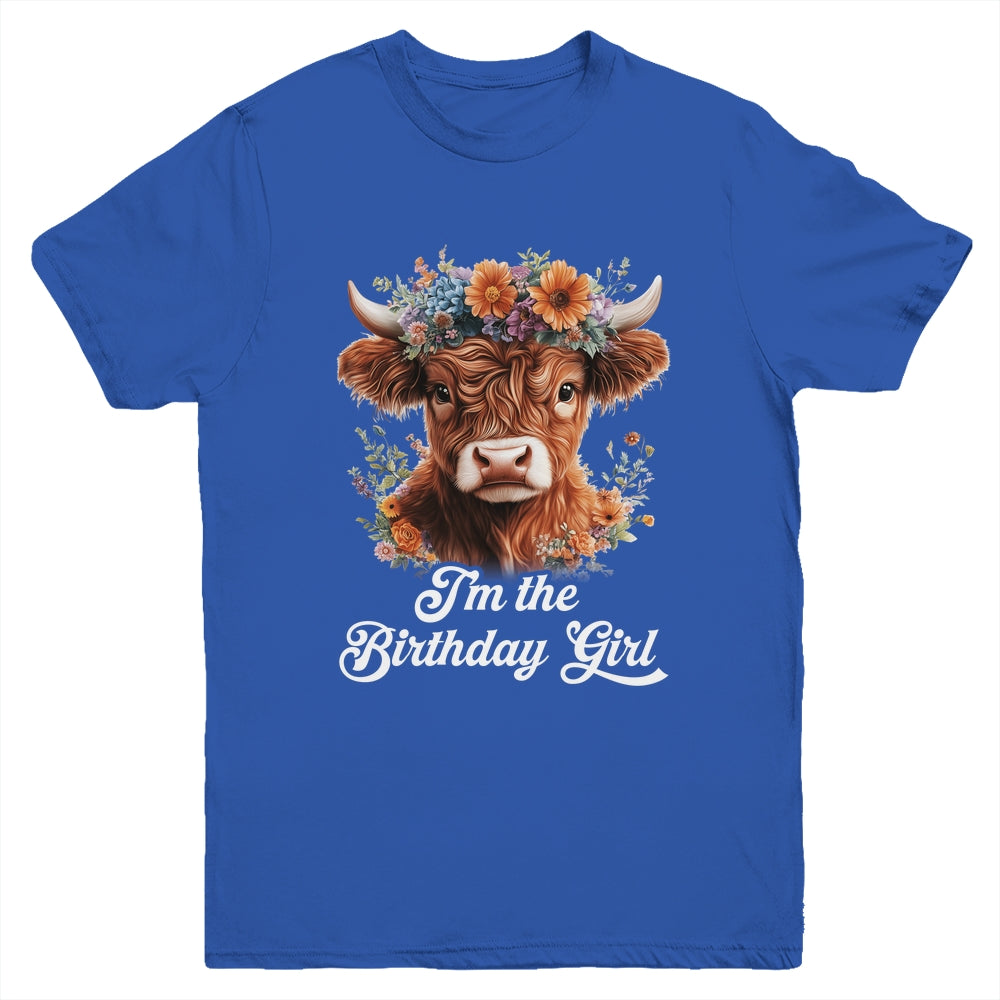 I'm The Birthday Girl Highland Cow 1st Birthday Party Youth Shirt | teecentury
