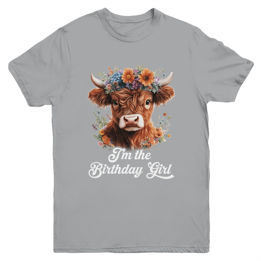 I'm The Birthday Girl Highland Cow 1st Birthday Party Youth Shirt | teecentury
