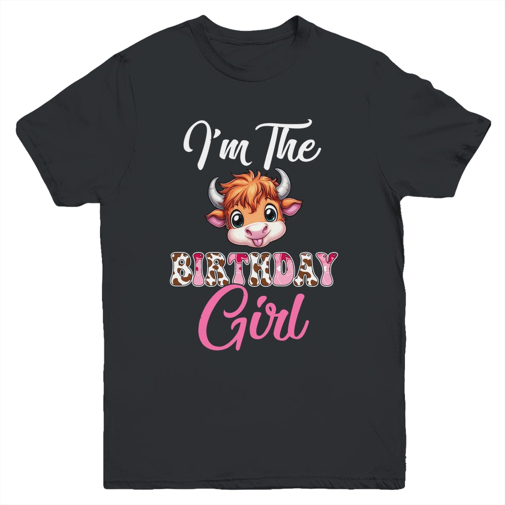 I'm The Birthday Girl Highland Cow Farm 1st Birthday Youth Shirt | teecentury