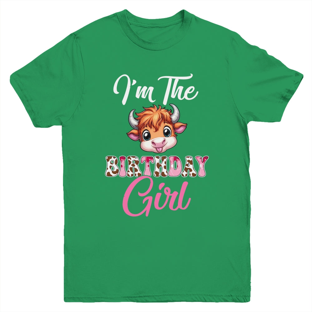 I'm The Birthday Girl Highland Cow Farm 1st Birthday Youth Shirt | teecentury