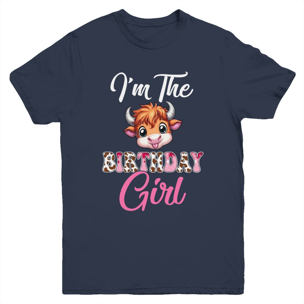 I'm The Birthday Girl Highland Cow Farm 1st Birthday Youth Shirt | teecentury