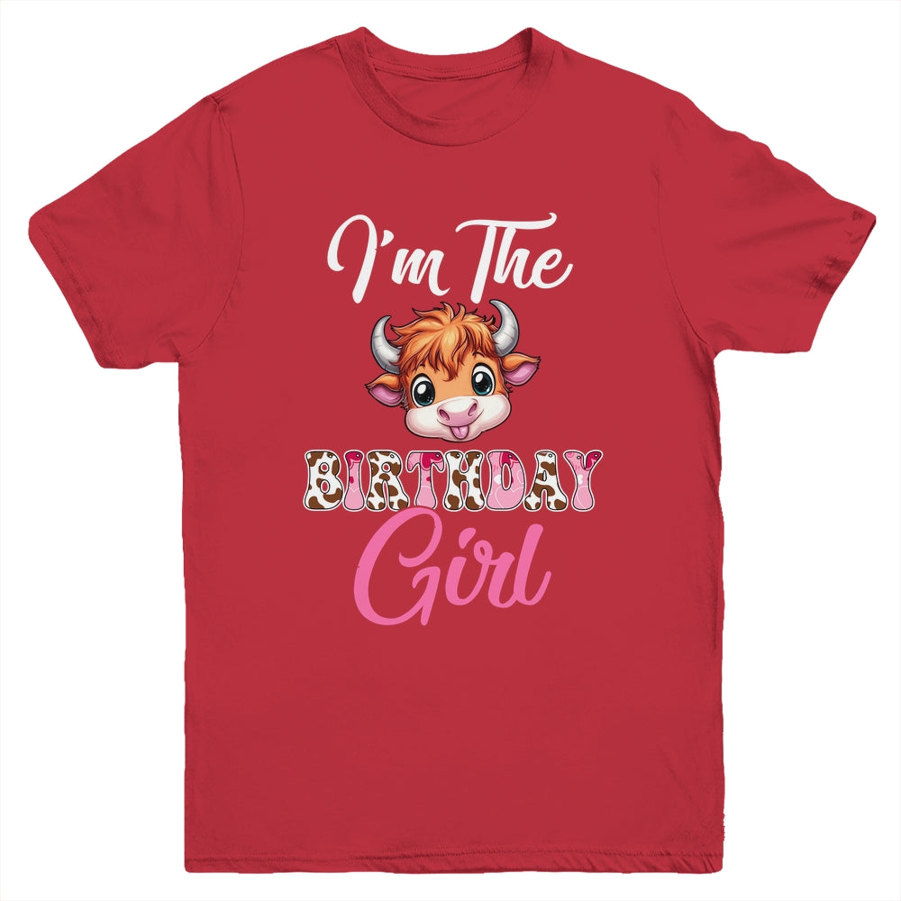 I'm The Birthday Girl Highland Cow Farm 1st Birthday Youth Shirt | teecentury