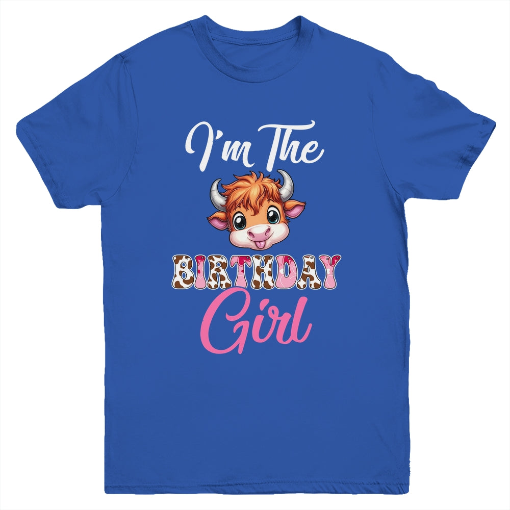 I'm The Birthday Girl Highland Cow Farm 1st Birthday Youth Shirt | teecentury