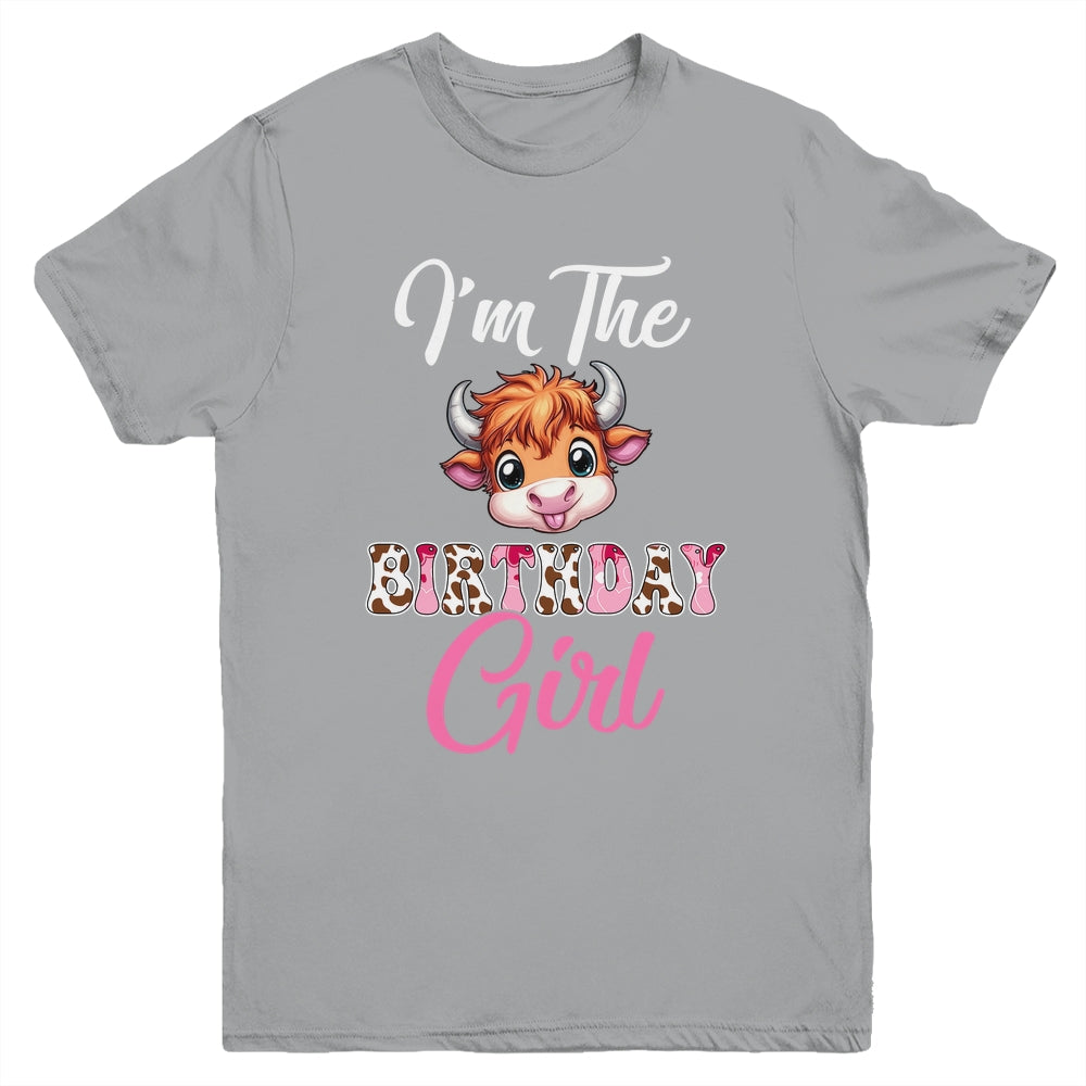 I'm The Birthday Girl Highland Cow Farm 1st Birthday Youth Shirt | teecentury