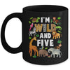 I'm Wild And Five 5 Year Old 5th Birthday Safari Jungle Animal Mug | teecentury