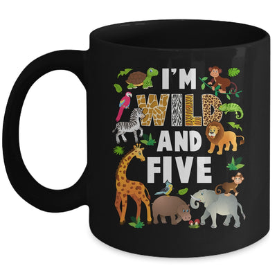I'm Wild And Five 5 Year Old 5th Birthday Safari Jungle Animal Mug | teecentury
