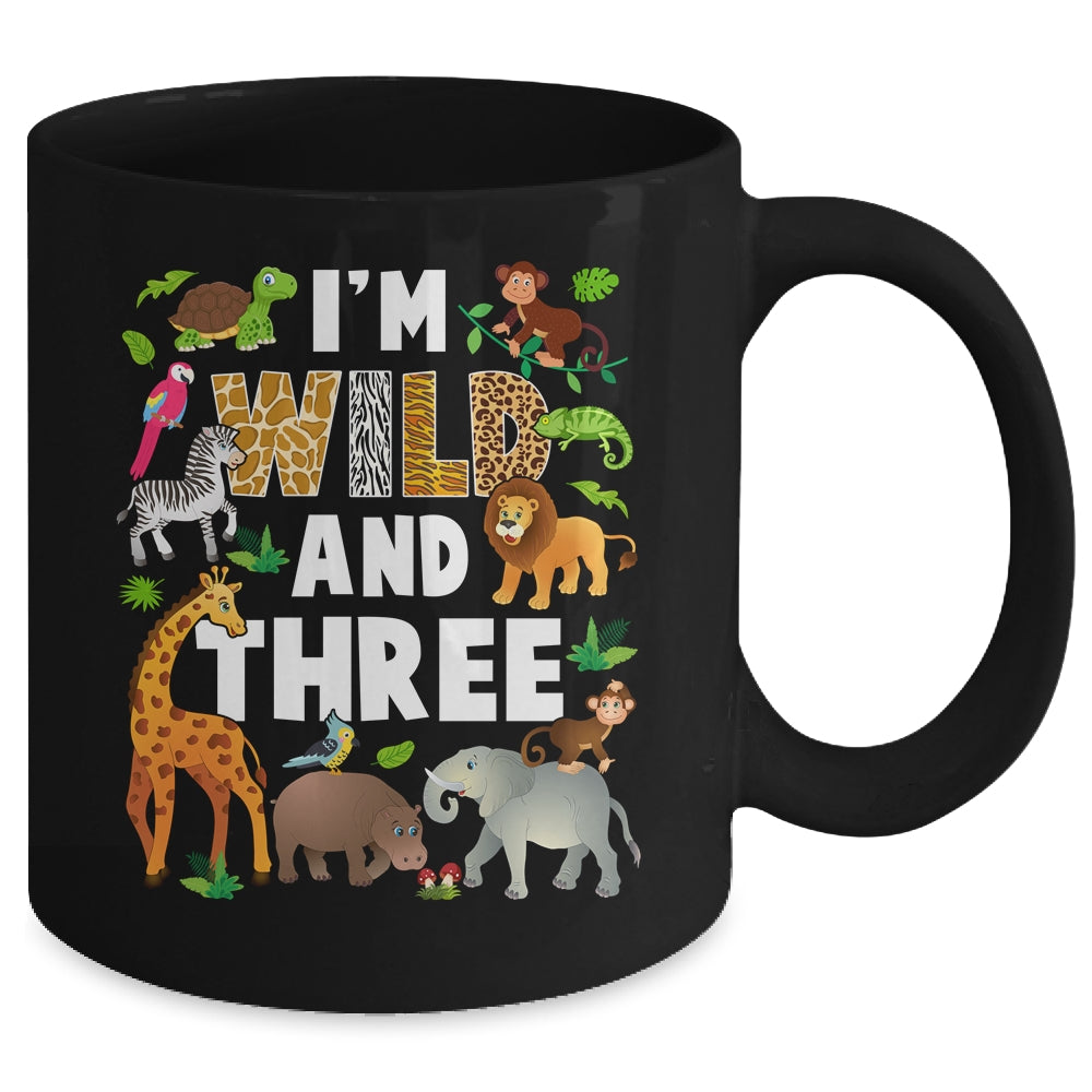 I'm Wild And Three 3 Year Old 3rd Birthday Safari Jungle Animal Mug | teecentury