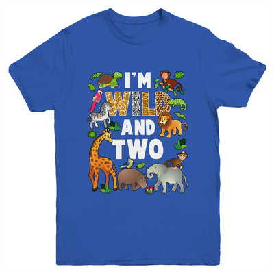 I'm Wild And Two 2 Year Old 2nd Birthday Safari Jungle Animal Youth Shirt | teecentury