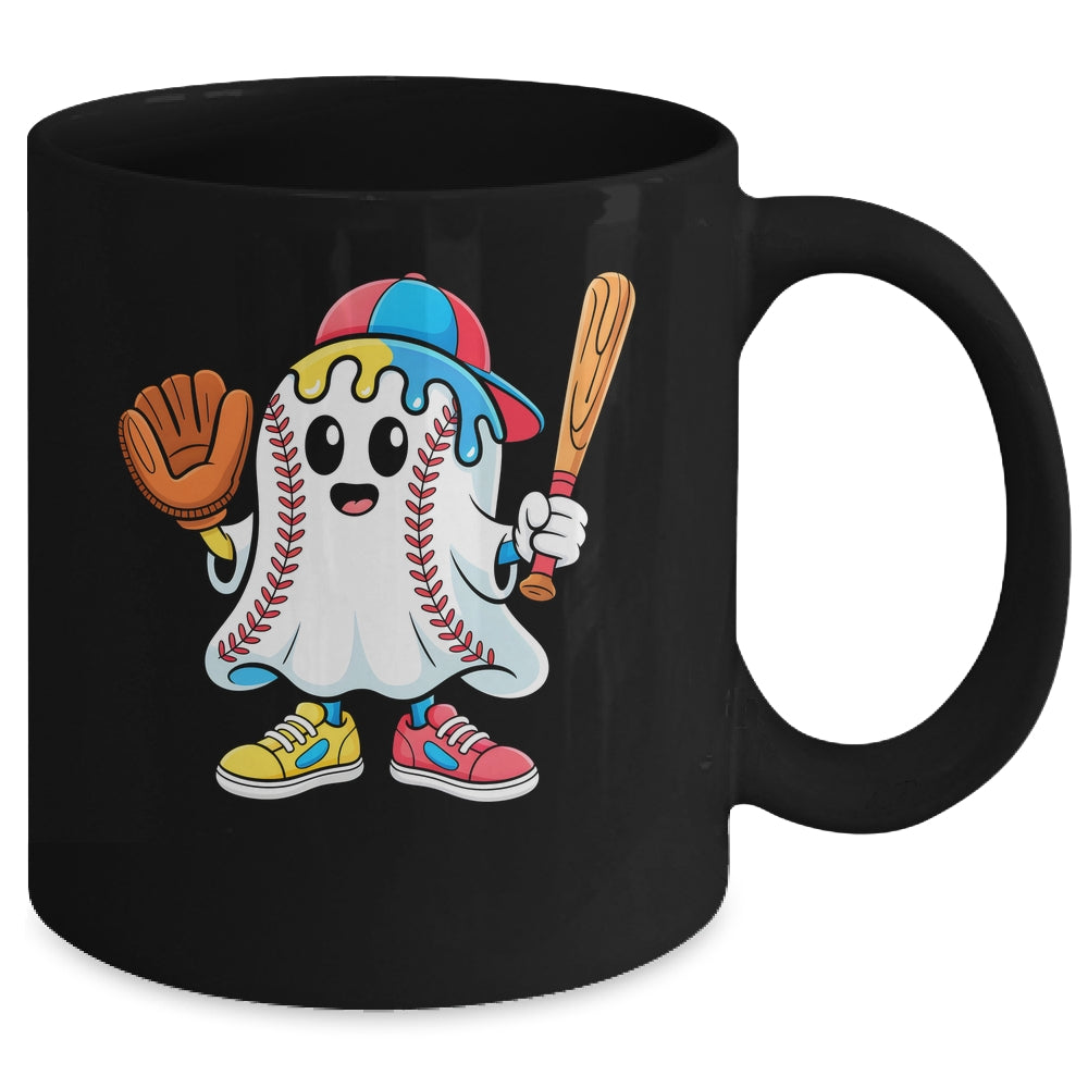 Ice Cream Drip Ghost Baseball Spots Baseball Drip Halloween Mug | teecentury