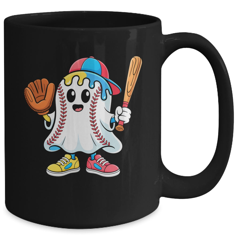 Ice Cream Drip Ghost Baseball Spots Baseball Drip Halloween Mug | teecentury