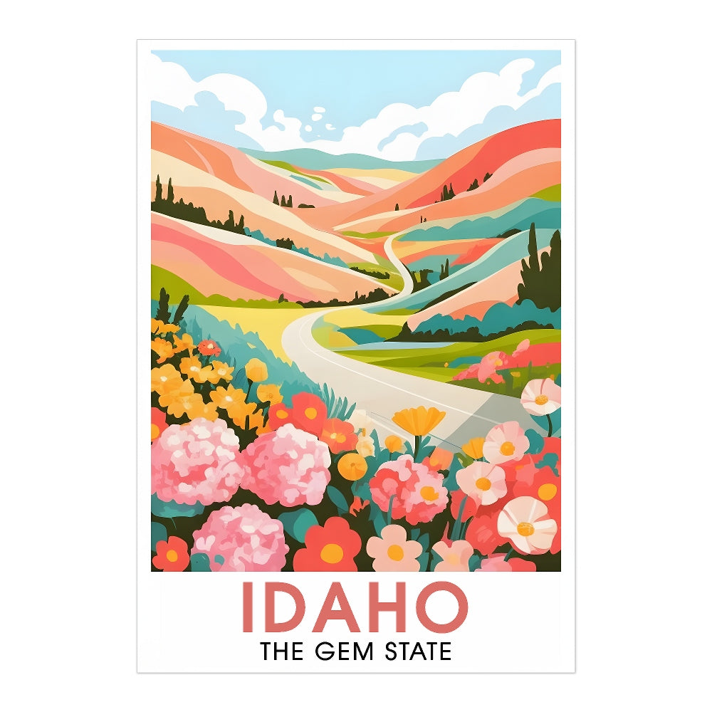 Idaho Print Travel Poster Nature Gem State Souvenir Wall Art Landscape Painting Picture Mountains For Home Room Living Room Office Bedroom Aesthetic Decor Unframed | teecentury