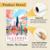 Illinois Art Print Travel Poster Land Of Lincoln Chicago City Skyline Travel Souvenir Wall Landscape Painting Ideal For Home Living Room Office Bedroom Decor Unframed | teecentury