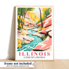 Illinois Print Travel Poster Scenic Waterfal Nature Souvenir Wall Art Landscape Painting Picture Ideal Gift For Home Room Living Room Office Bedroom Decor Unframed | teecentury