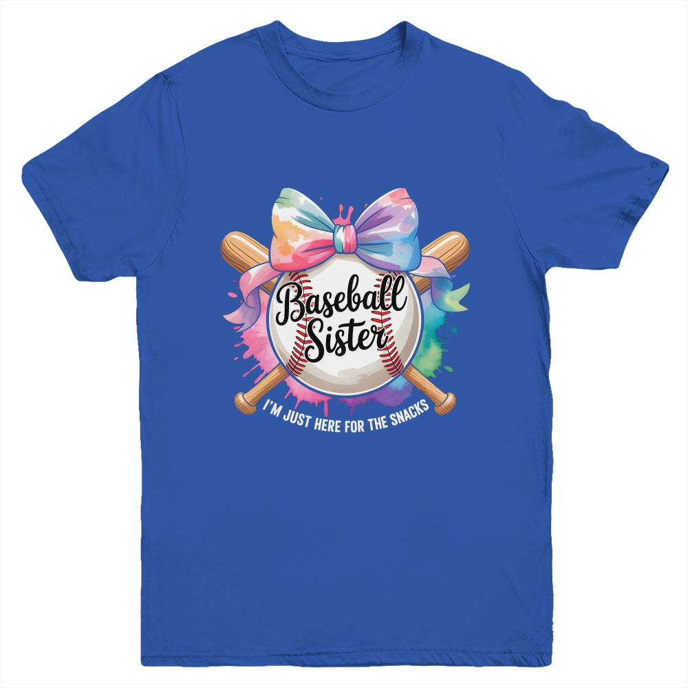 Im Just Here For The Snack Baseball Sister Funny Girl Kids Youth Shirt | teecentury