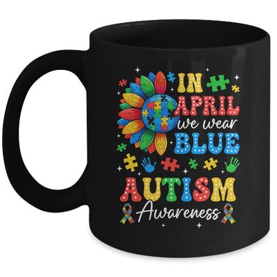 In April We Wear Blue Autism Puzzle Autism Awareness Mug | teecentury