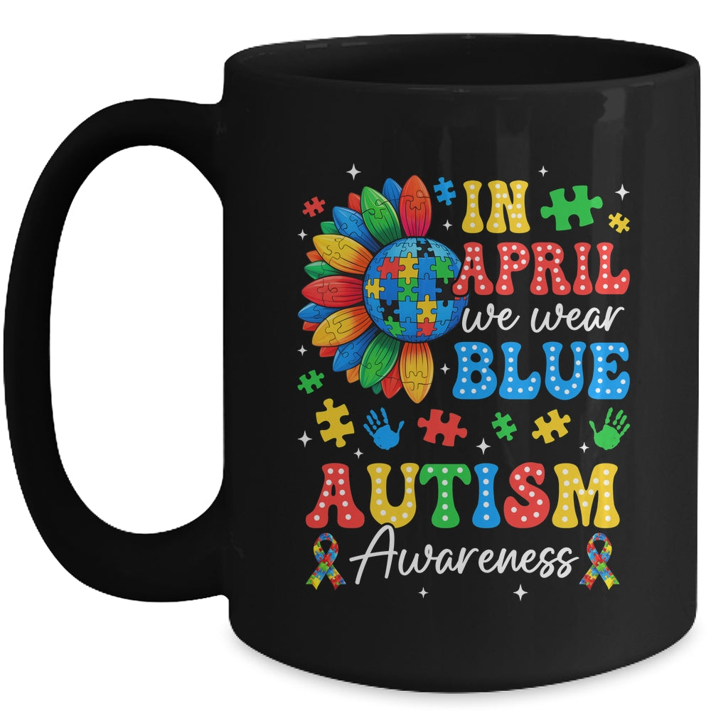 In April We Wear Blue Autism Puzzle Autism Awareness Mug | teecentury