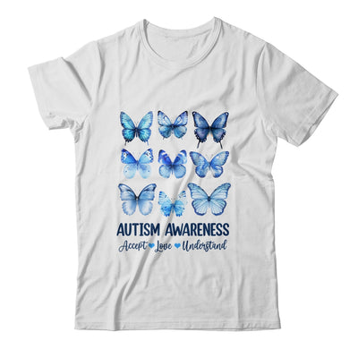 In April We Wear Blue Butterfly Autism Mental Health Women Shirt & Tank Top | teecentury