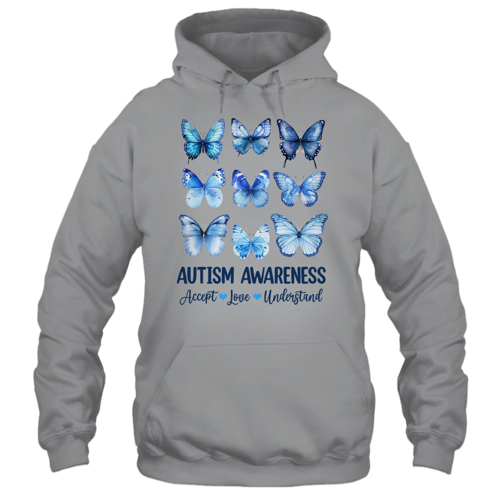 In April We Wear Blue Butterfly Autism Mental Health Women Shirt & Tank Top | teecentury
